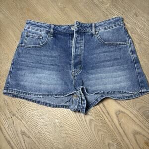 PACSUN Womens High Rise Festival Blue Denim Shorts Size 29 Hippie Mom Jeans